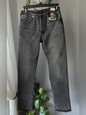 Rare Levi’s 501 Frayed Hem Black Jeans 24x32 (Factory Misprint - No Back Patch)